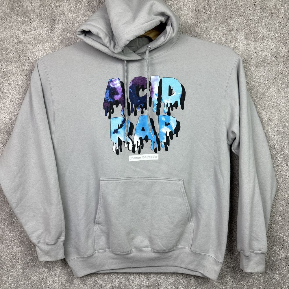 Chance The Rapper Acid Rap Grey Sweatshirt Hoodie Large Purple Blue Logo Drip‎